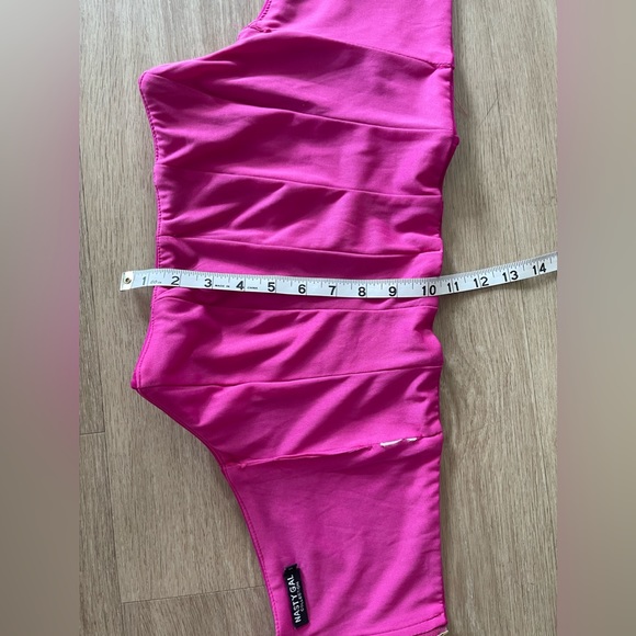 Nasty Gal Hot Pink Cropped Strapless Seam Detail Corset Top - Picture 5 of 5